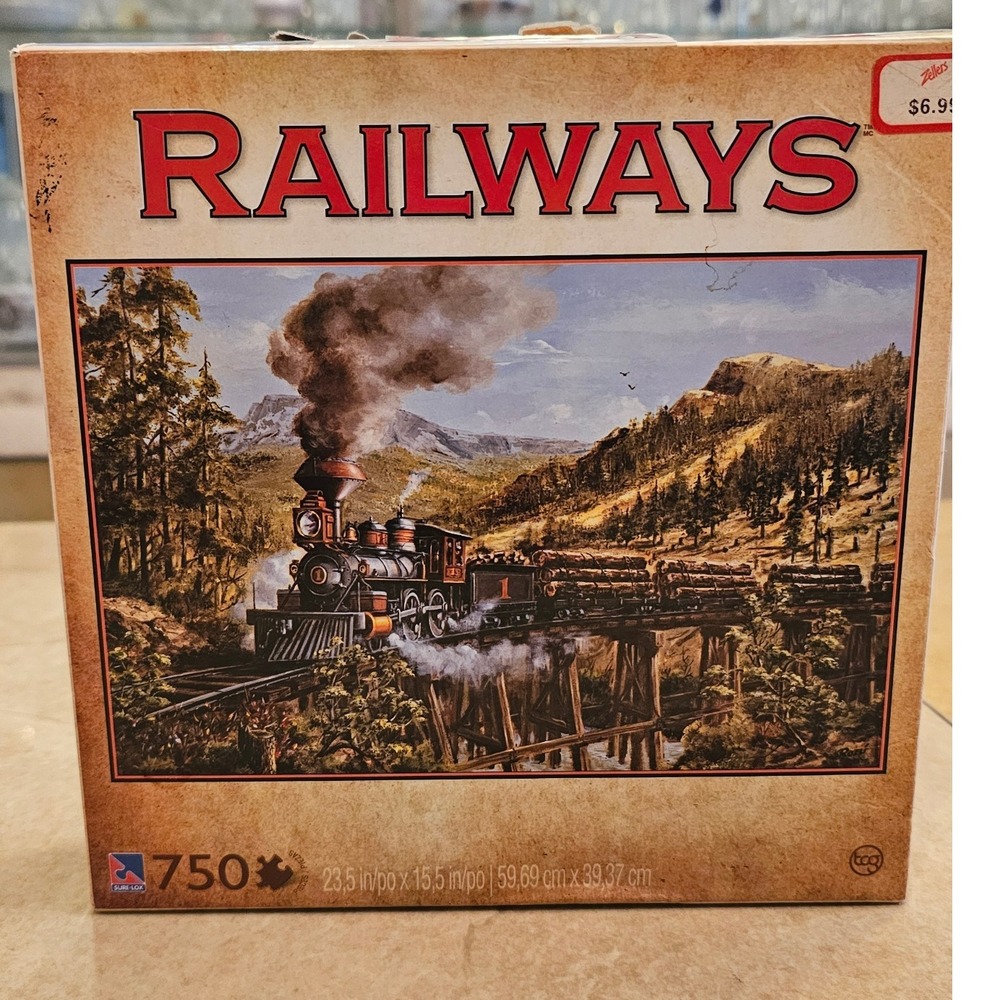 Railways 750 Piece Jigsaw Puzzle Logging Train Forest‎ Mountain Scenery